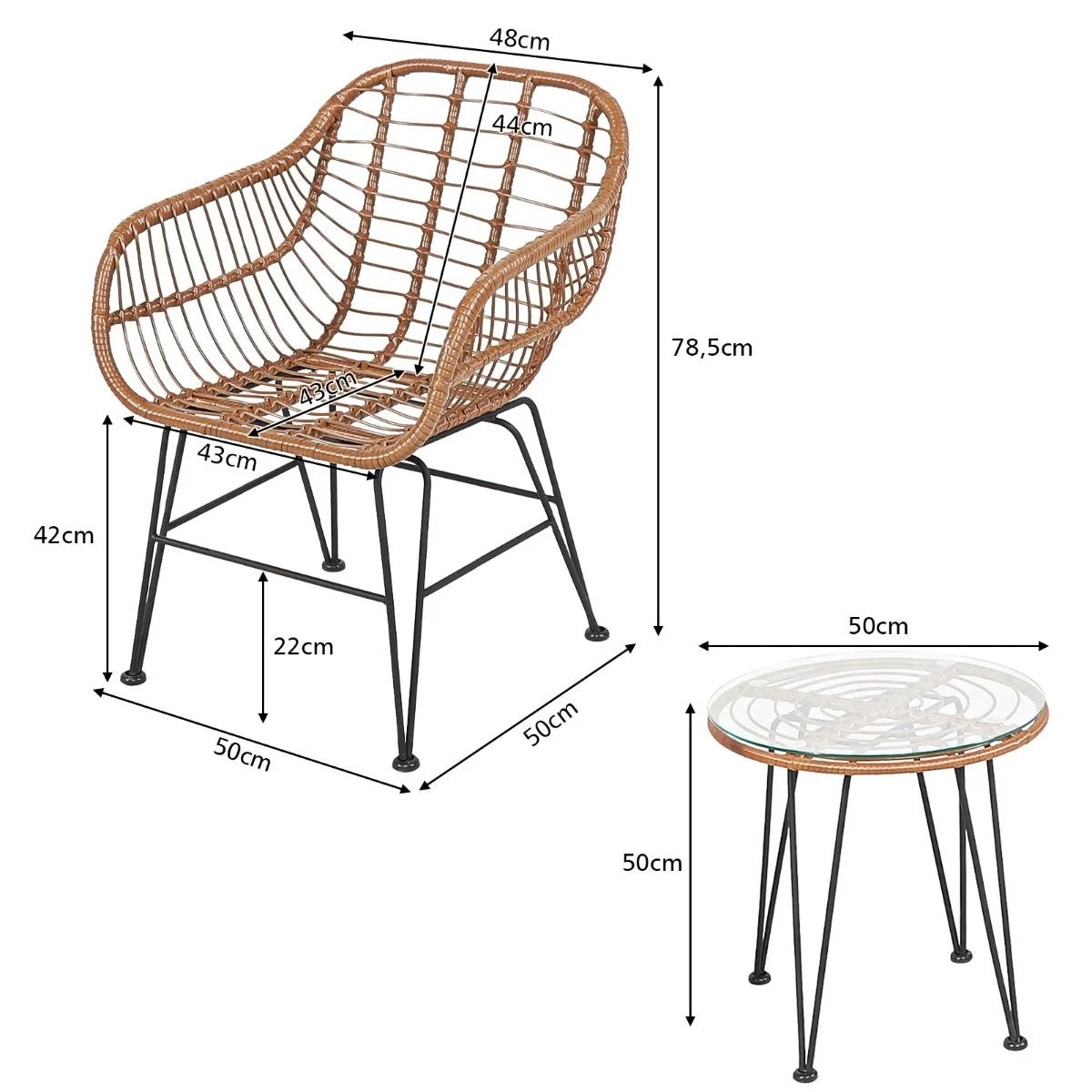 Korbmöbel-Set 3-Teiliges Modernes Bistro-Set Für Die Terrasse