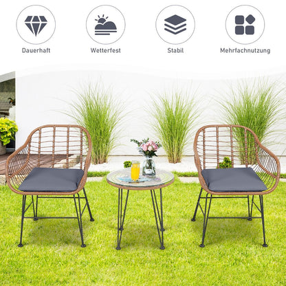 Korbmöbel-Set 3-Teiliges Modernes Bistro-Set Für Die Terrasse