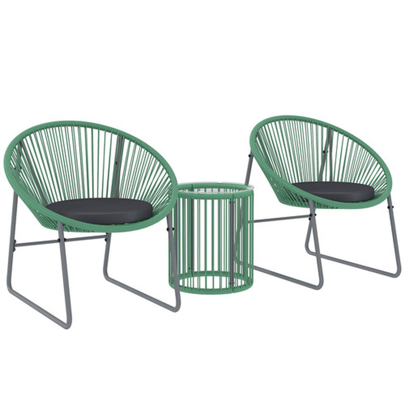 Outsunny Polyrattan Gartenmöbel Set, Outdoor Lounge Balkonmöbel Für 2 Personen