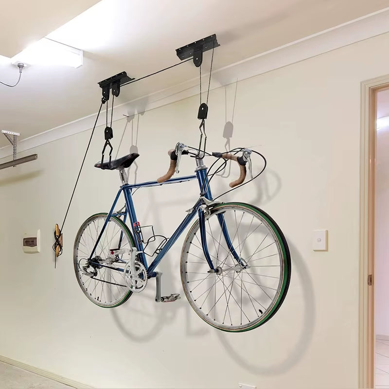 Bike Lift Ceiling Hoist for Bicycle Hangers for Garage Storage Overhead Wall Mount Rack Bike Hooks Hanging Pulley System Bicycle