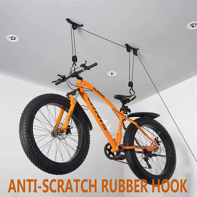 Bike Lift Ceiling Hoist for Bicycle Hangers for Garage Storage Overhead Wall Mount Rack Bike Hooks Hanging Pulley System Bicycle