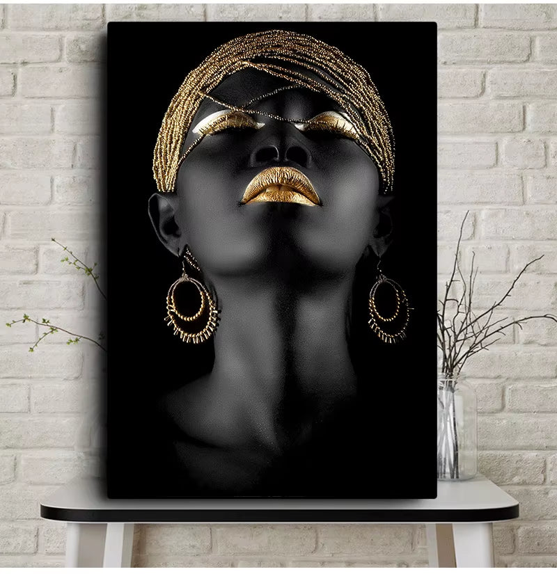 Wall Art Picture for Living Room Contemplator Black African Woman Oil Painting on Canvas Posters and Prints Scandinavian