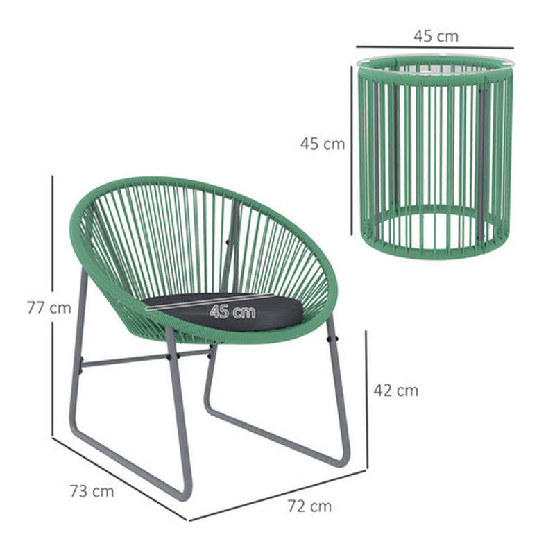 Outsunny Polyrattan Gartenmöbel Set, Outdoor Lounge Balkonmöbel Für 2 Personen