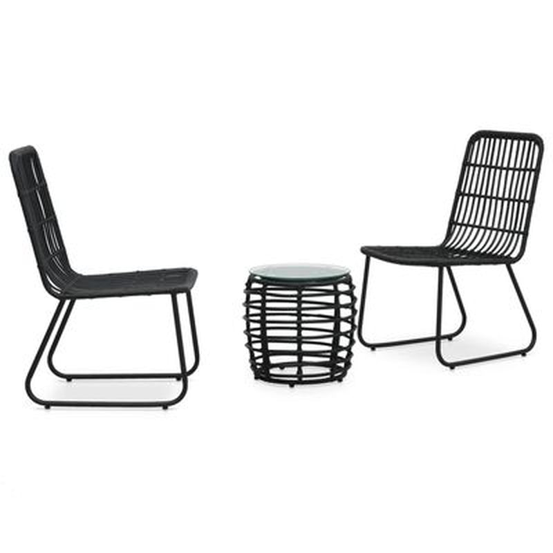 3-Tlg. Bistro-Set Poly Rattan Schwarz