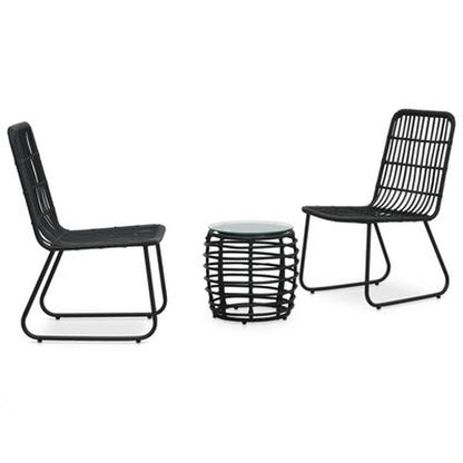 3-Tlg. Bistro-Set Poly Rattan Schwarz
