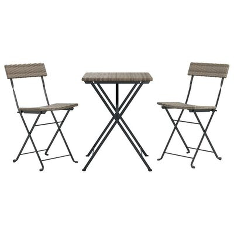 3-Tlg. Bistro-Set Klappbar Grau Poly Rattan