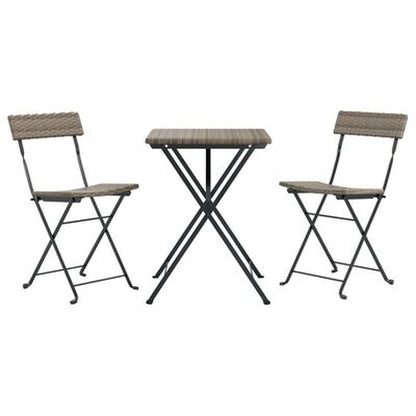 3-Tlg. Bistro-Set Klappbar Grau Poly Rattan