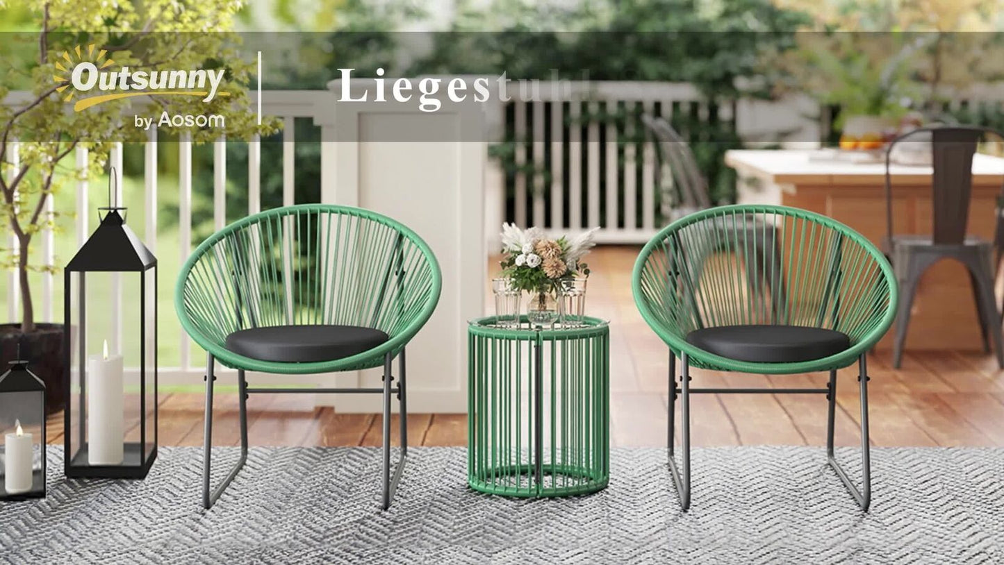 Outsunny Polyrattan Gartenmöbel Set, Outdoor Lounge Balkonmöbel Für 2 Personen