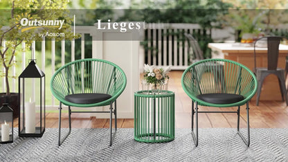 Outsunny Polyrattan Gartenmöbel Set, Outdoor Lounge Balkonmöbel Für 2 Personen