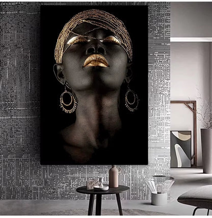 Wall Art Picture for Living Room Contemplator Black African Woman Oil Painting on Canvas Posters and Prints Scandinavian