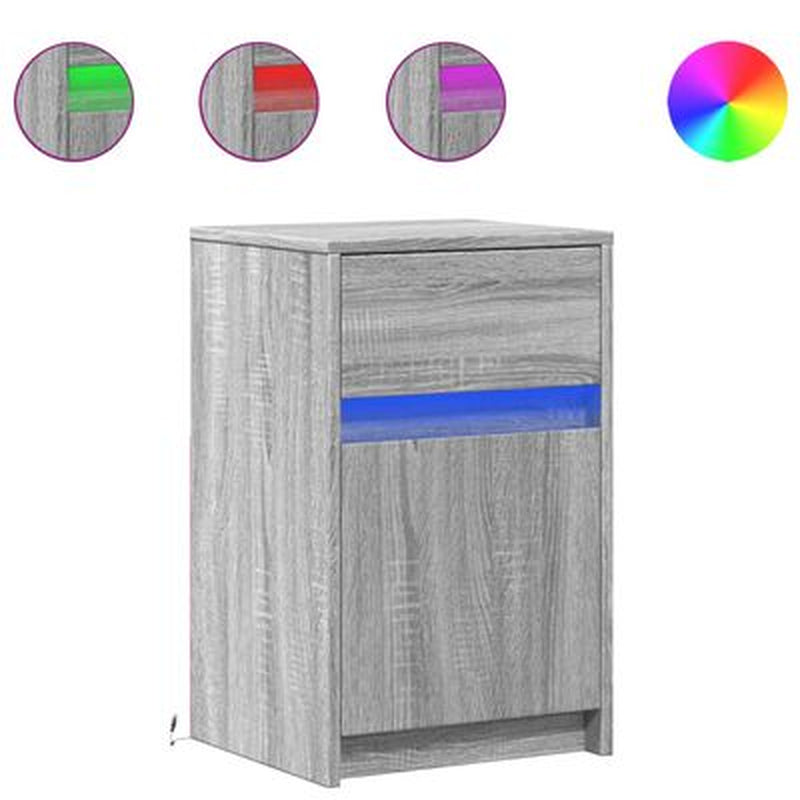 Nachttisch Mit Led-Leuchten Räuchereiche Holzwerkstoff