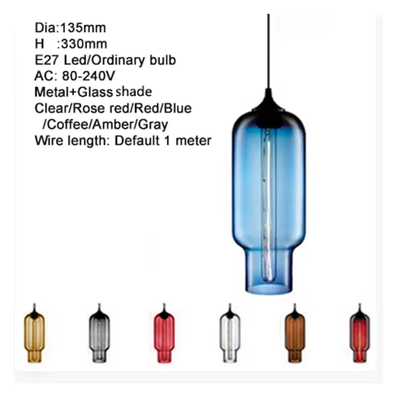 Modern Colorful Glass Bowl Pendant Lights E27 Hanging Lamps Loft Kitchen Living Room Bedroom Decor Restaurant Hotel Lights