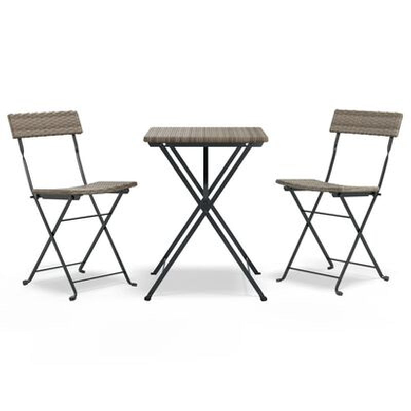 3-Tlg. Bistro-Set Klappbar Grau Poly Rattan