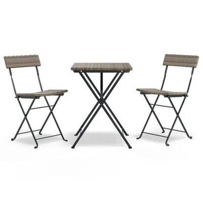 3-Tlg. Bistro-Set Klappbar Grau Poly Rattan