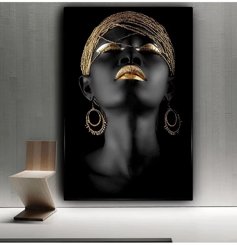 Wall Art Picture for Living Room Contemplator Black African Woman Oil Painting on Canvas Posters and Prints Scandinavian