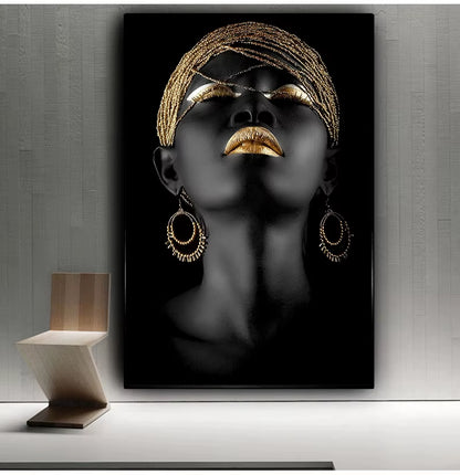 Wall Art Picture for Living Room Contemplator Black African Woman Oil Painting on Canvas Posters and Prints Scandinavian