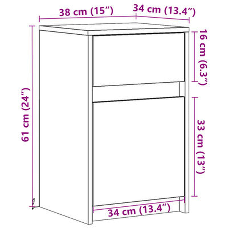 Nachttisch Mit Led-Leuchten Räuchereiche Holzwerkstoff