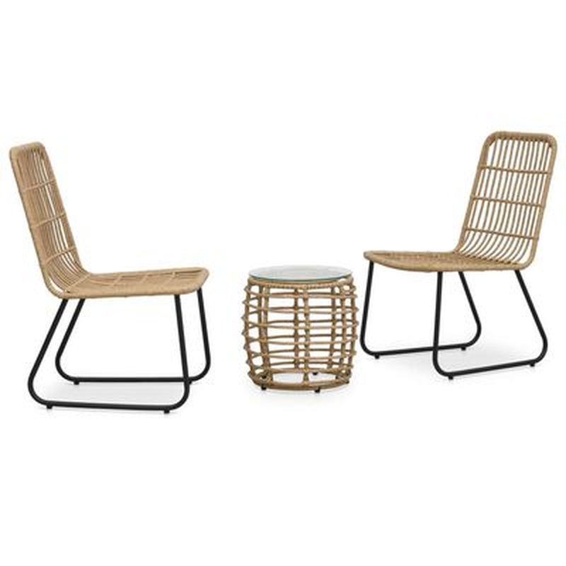 3-Tlg. Bistro-Set Poly Rattan Schwarz