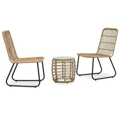3-Tlg. Bistro-Set Poly Rattan Schwarz