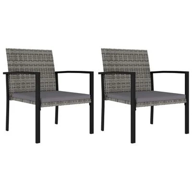 Garten-Essstühle 2 Stk. Poly Rattan Grau