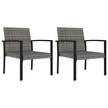 Garten-Essstühle 2 Stk. Poly Rattan Grau