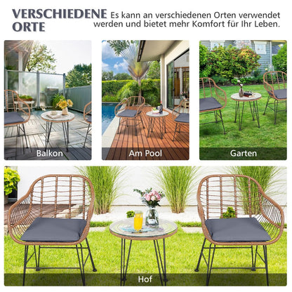 Korbmöbel-Set 3-Teiliges Modernes Bistro-Set Für Die Terrasse