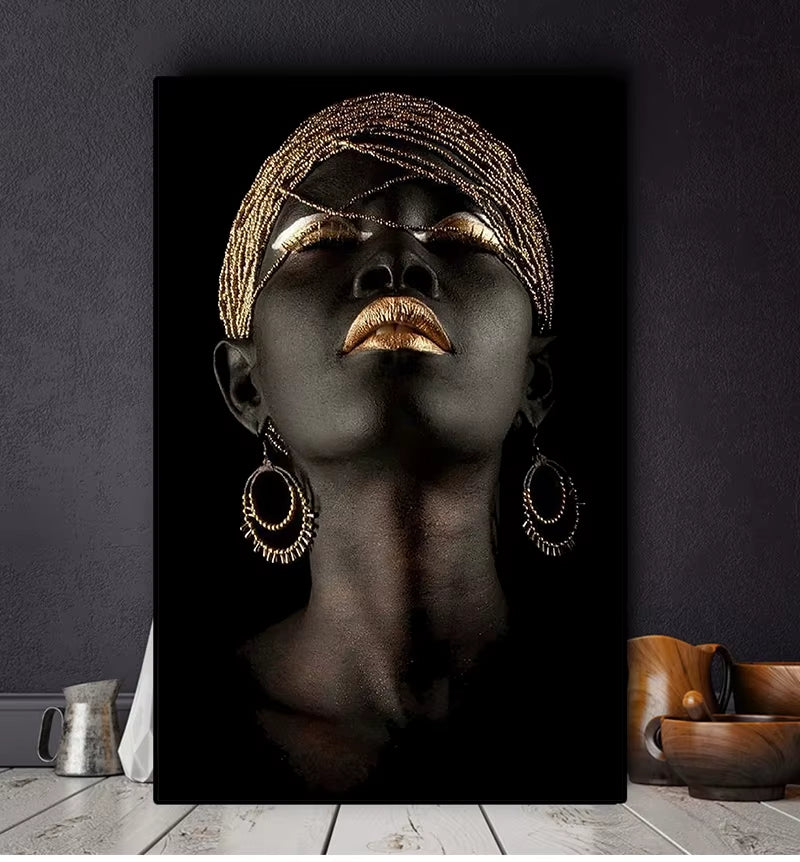 Wall Art Picture for Living Room Contemplator Black African Woman Oil Painting on Canvas Posters and Prints Scandinavian