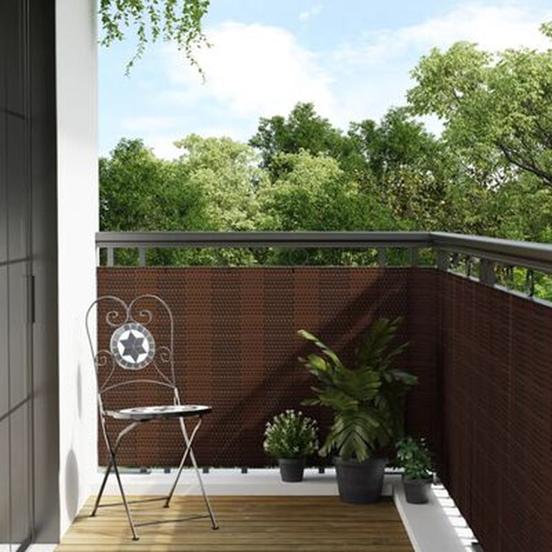 Balkon-Sichtschutz Braun Und Schwarz 300X100 Cm Poly Rattan