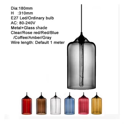 Modern Colorful Glass Bowl Pendant Lights E27 Hanging Lamps Loft Kitchen Living Room Bedroom Decor Restaurant Hotel Lights