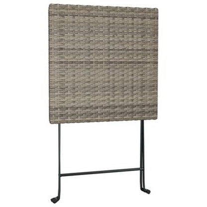 3-Tlg. Bistro-Set Klappbar Grau Poly Rattan