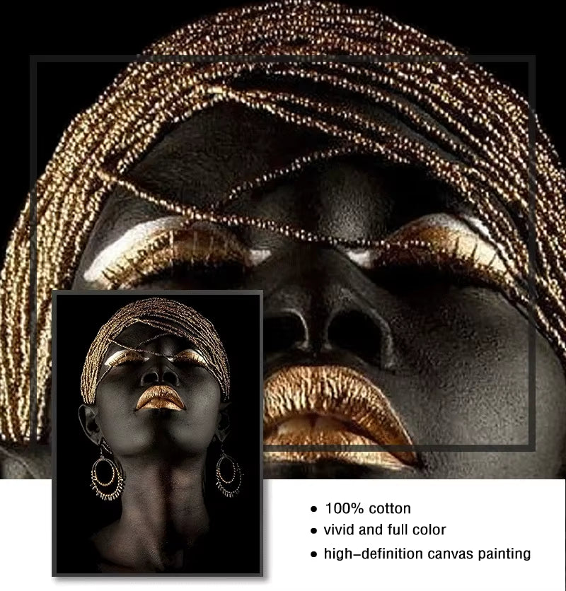 Wall Art Picture for Living Room Contemplator Black African Woman Oil Painting on Canvas Posters and Prints Scandinavian