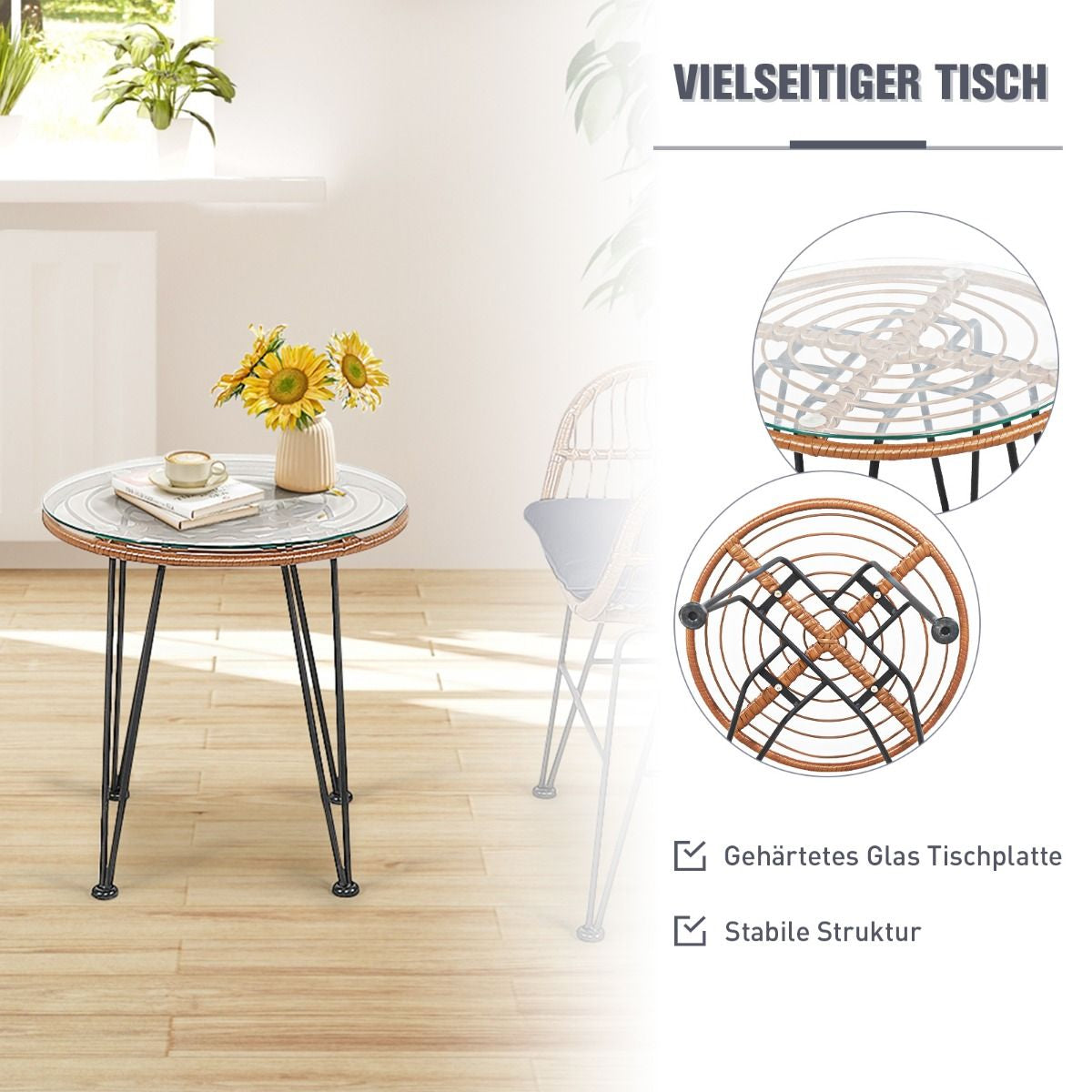 Korbmöbel-Set 3-Teiliges Modernes Bistro-Set Für Die Terrasse