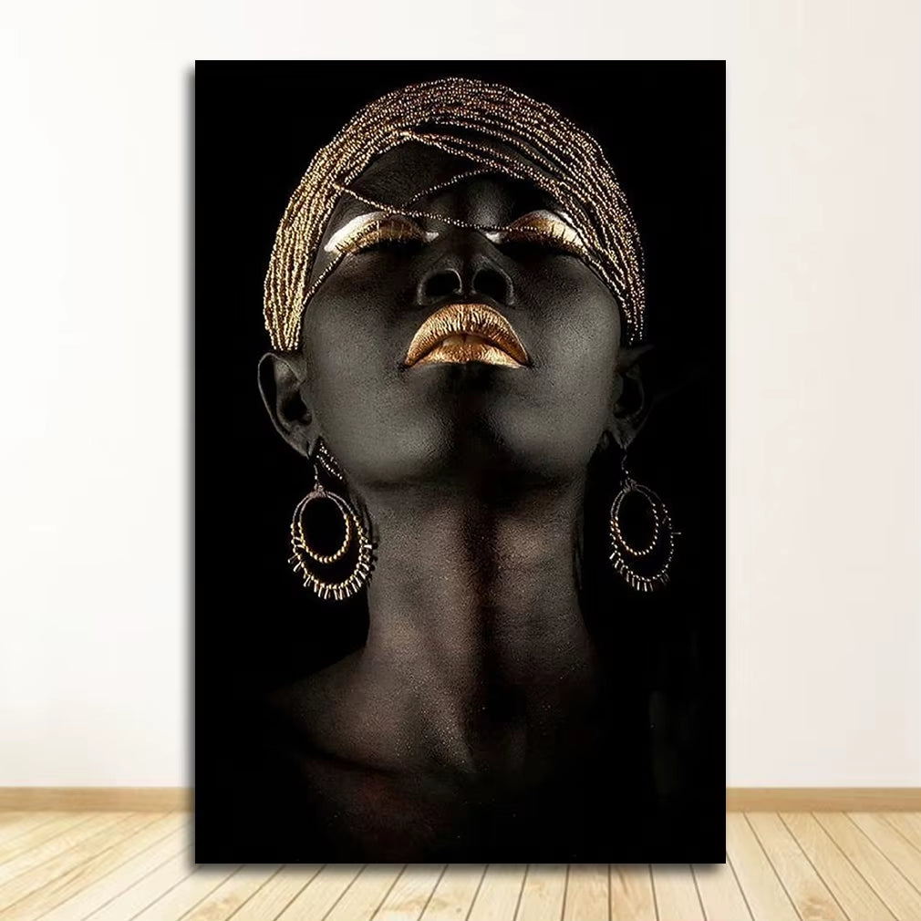 Wall Art Picture for Living Room Contemplator Black African Woman Oil Painting on Canvas Posters and Prints Scandinavian
