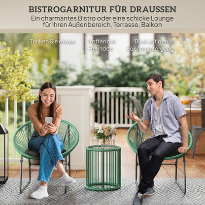 Outsunny Polyrattan Gartenmöbel Set, Outdoor Lounge Balkonmöbel Für 2 Personen