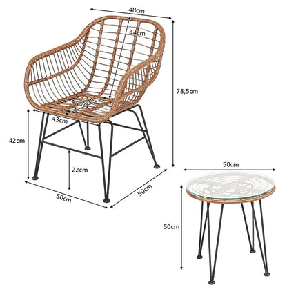 Korbmöbel-Set 3-Teiliges Modernes Bistro-Set Für Die Terrasse