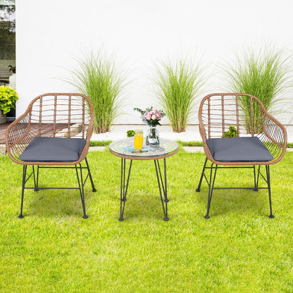 Korbmöbel-Set 3-Teiliges Modernes Bistro-Set Für Die Terrasse