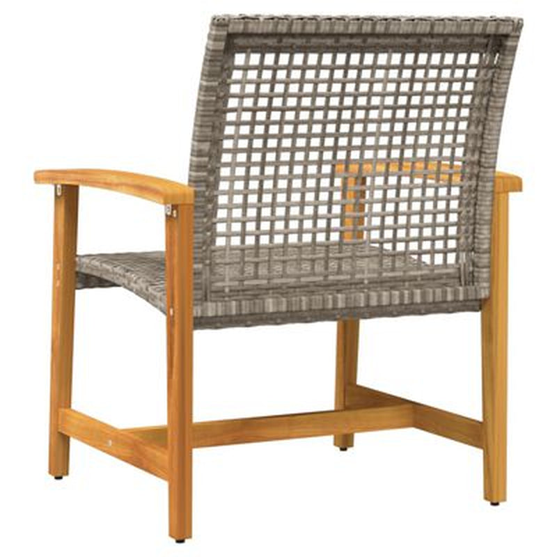 Gartenstühle 2 Stk. Grau Poly Rattan Und Akazienholz