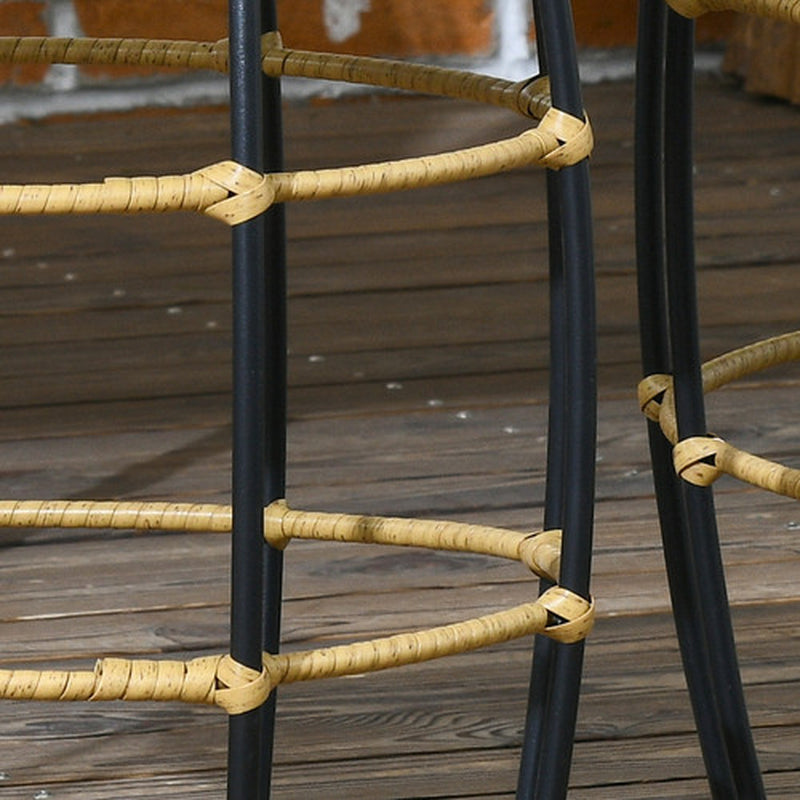 Outsunny Rattan Beistelltisch 2Er-Set Couchtisch, Stapelbar Sofatisch Für Garten